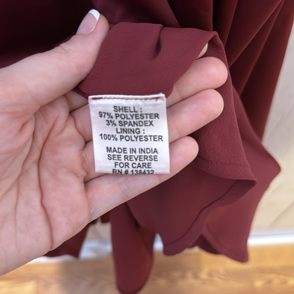 Modcloth Maroon Red Fit & Flare V Neck Stretch Party Cocktail Dress Size 14 - Picture 3 of 3